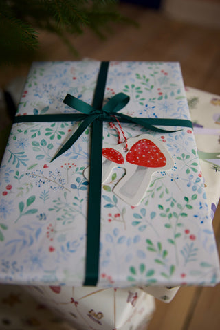 Gavepapir, 5 m, White Winter Leaf