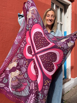 Bomuldstørklæde, Love Dove, Pink