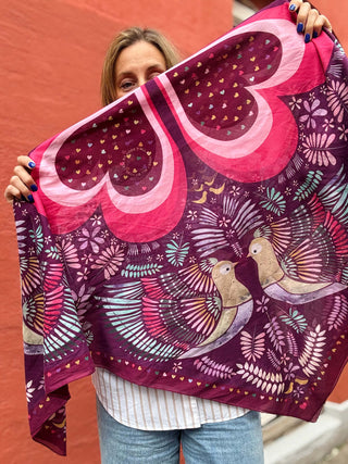 Bomuldstørklæde, Love Dove, Pink