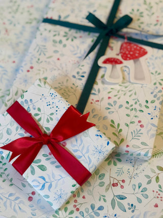 Gavepapir, 5 m, White Winter Leaf