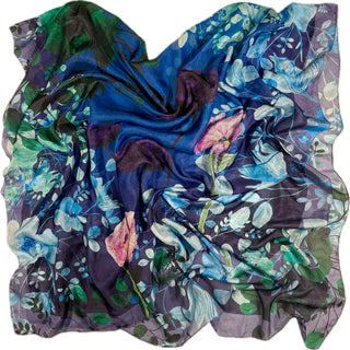 Silketørklæde, Botanical, Blue