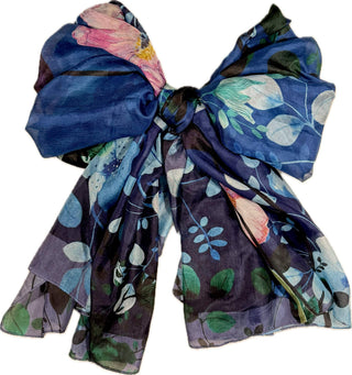 Silketørklæde, Botanical, Blue