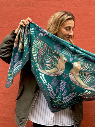 Bomuldstørklæde, Love Dove, Green