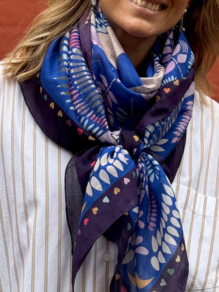 Bomuldstørklæde, Love Dove, Blue