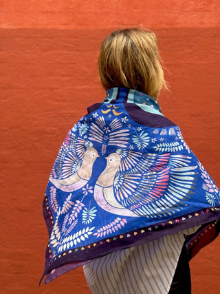 Bomuldstørklæde, Love Dove, Blue