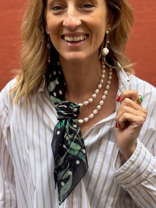 Bomuldstørklæde, Polka Palme, Black