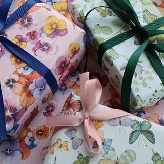 Gavepapir, 5 m, Green butterflies