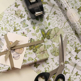 Gift wrapping paper, 5 m, Green butterflies