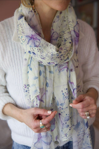 Botanic Lavender, Long Cotton Scarf
