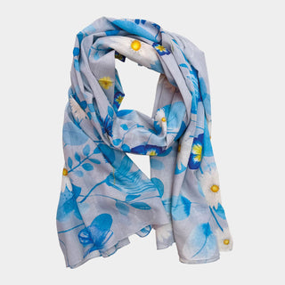 Botanical Daisy, Long Cotton Scarf