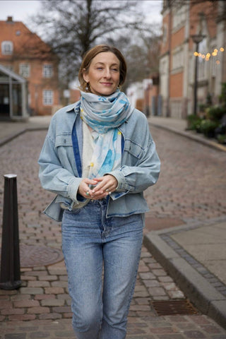 Botanical Daisy, Long Cotton Scarf