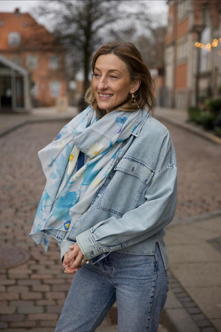 Botanical Daisy, Long Cotton Scarf