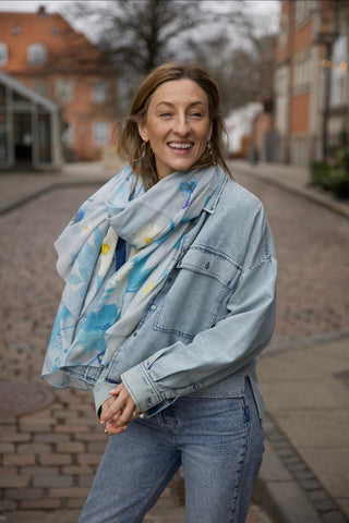 Botanical Daisy, Long Cotton Scarf