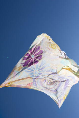 Flora Galore Lavender, Square Cotton Scarf