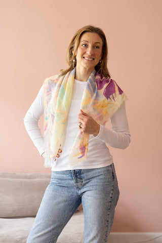 Flora Galore Lavender, Square Cotton Scarf