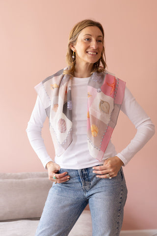 Sea Breeze Rose, Square Cotton Scarf