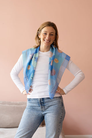 Sea Breeze Blue, Square Cotton Scarf