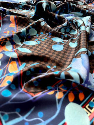 Check on it Blue, Square Silke Scarf
