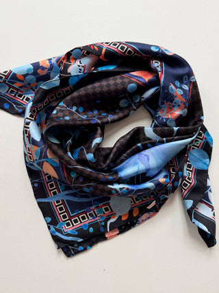 Check on it Blue, Square Silke Scarf