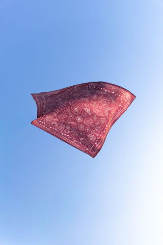 Iconic Wine, Small Silk Scarf