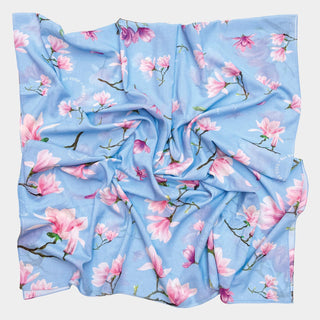 Magnolia Petit Blue, Long Cotton Scarf