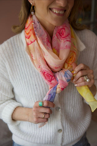 Rose Field, Long Cotton Scarf