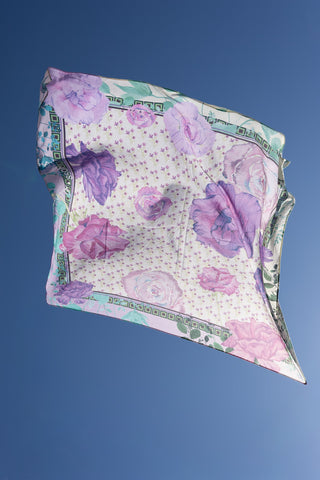 Rose Garden Purple, Square Cotton Scarf