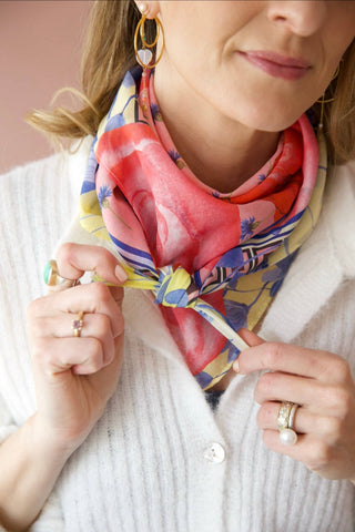 Rose Garden Red, Square Cotton Scarf