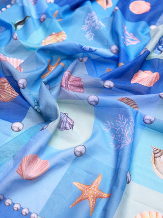 Sea Breeze Blue, Square Cotton Scarf