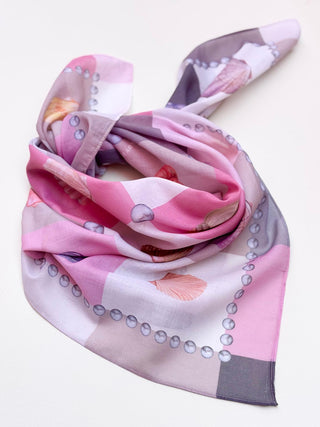 Sea Breeze Rose, Square Cotton Scarf