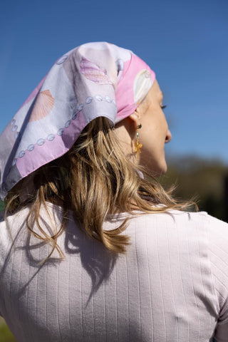 Sea Breeze Rose, Square Cotton Scarf