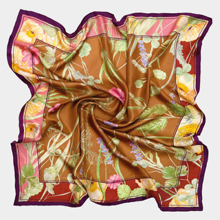 Wild Nature Caramel, Square Silk Scarf