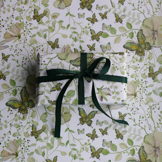 Gift wrapping paper, 5 m, Green butterflies