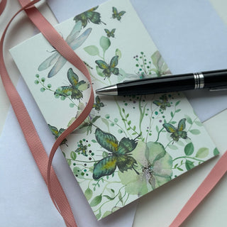 Foldet kort Papillon Green Butterflies med motiv af Annemette Voss
