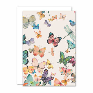 Foldet kort Papillon Multi Butterflies med motiv af Annemette Voss