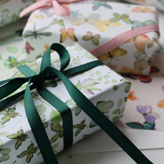 Gift wrapping paper, 5 m, Green butterflies