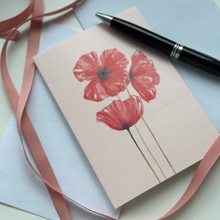 Foldet kort Botanicals Poppy med motiv af Annemette Voss