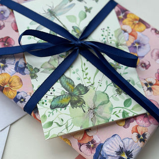 Foldet kort Papillon Green Butterflies med motiv af Annemette Voss